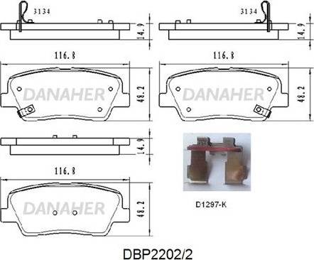 Danaher DBP2202/2 - Гальмівні колодки, дискові гальма autozip.com.ua