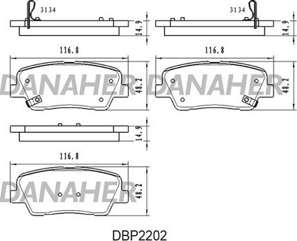 Danaher DBP2202 - Гальмівні колодки, дискові гальма autozip.com.ua