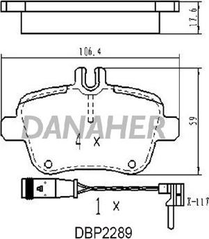 Danaher DBP2289 - Гальмівні колодки, дискові гальма autozip.com.ua