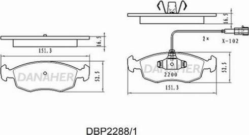 Danaher DBP2288/1 - Гальмівні колодки, дискові гальма autozip.com.ua