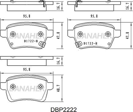 Danaher DBP2222 - Гальмівні колодки, дискові гальма autozip.com.ua