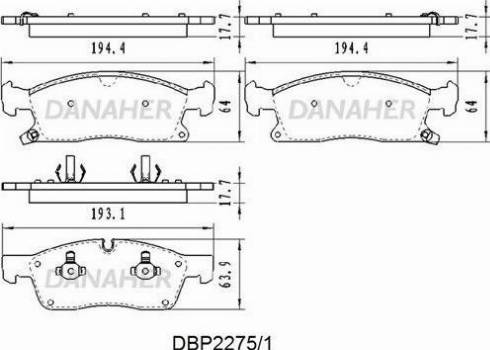 Danaher DBP2275/1 - Гальмівні колодки, дискові гальма autozip.com.ua