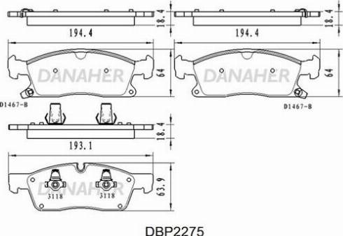 Danaher DBP2275 - Гальмівні колодки, дискові гальма autozip.com.ua