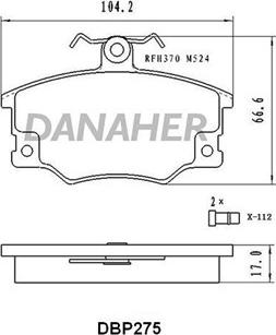 Danaher DBP275 - Гальмівні колодки, дискові гальма autozip.com.ua