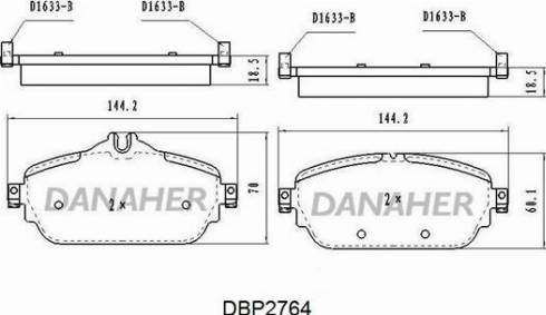 Danaher DBP2764 - Гальмівні колодки, дискові гальма autozip.com.ua