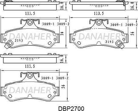 Danaher DBP2700 - Гальмівні колодки, дискові гальма autozip.com.ua