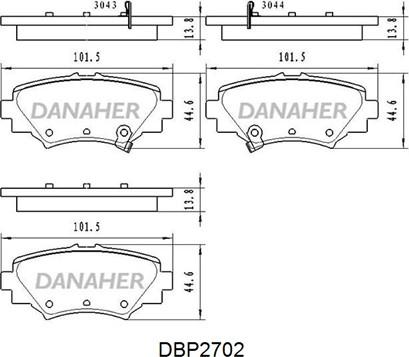 Danaher DBP2702 - Гальмівні колодки, дискові гальма autozip.com.ua