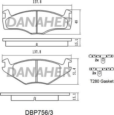 Danaher DBP756/3 - Гальмівні колодки, дискові гальма autozip.com.ua