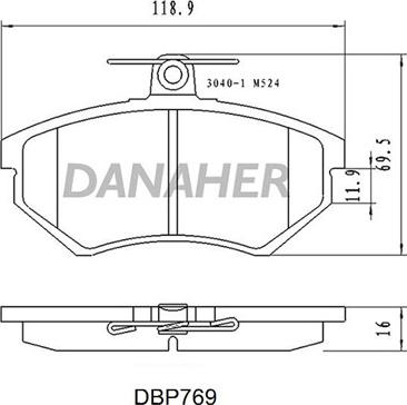 Danaher DBP769 - Гальмівні колодки, дискові гальма autozip.com.ua