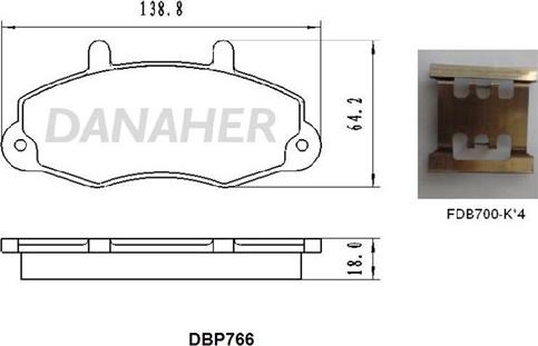 Danaher DBP766 - Гальмівні колодки, дискові гальма autozip.com.ua