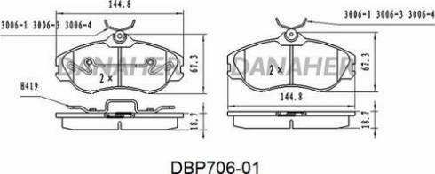 Danaher DBP706-01 - Гальмівні колодки, дискові гальма autozip.com.ua