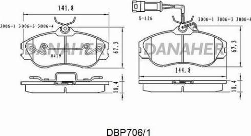 Danaher DBP706/1 - Гальмівні колодки, дискові гальма autozip.com.ua