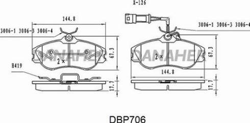 Danaher DBP706 - Гальмівні колодки, дискові гальма autozip.com.ua