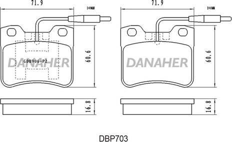 Danaher DBP703 - Гальмівні колодки, дискові гальма autozip.com.ua