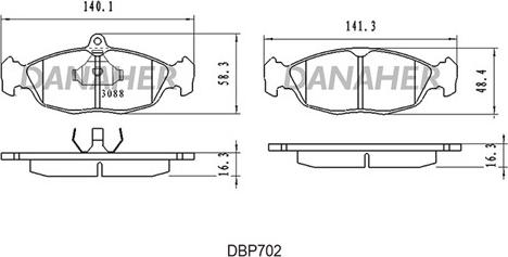 Danaher DBP702 - Гальмівні колодки, дискові гальма autozip.com.ua