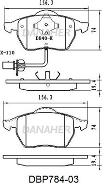 Danaher DBP784-03 - Гальмівні колодки, дискові гальма autozip.com.ua