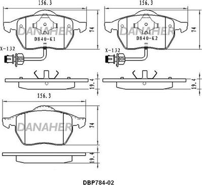 Danaher DBP784-02 - Гальмівні колодки, дискові гальма autozip.com.ua