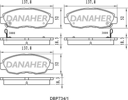 Danaher DBP734/1 - Гальмівні колодки, дискові гальма autozip.com.ua