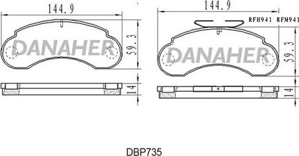 Danaher DBP735 - Гальмівні колодки, дискові гальма autozip.com.ua