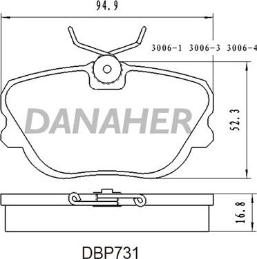 Danaher DBP731 - Гальмівні колодки, дискові гальма autozip.com.ua
