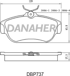 Danaher DBP737 - Гальмівні колодки, дискові гальма autozip.com.ua