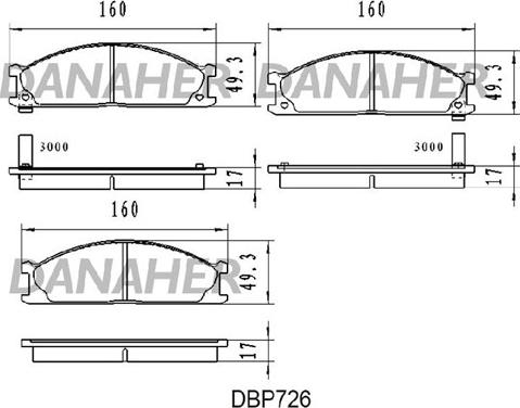 Danaher DBP726 - Гальмівні колодки, дискові гальма autozip.com.ua