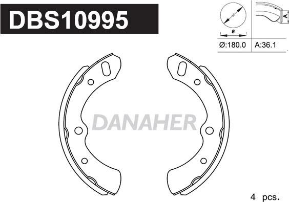 Danaher DBS10995 - Комплект гальм, барабанний механізм autozip.com.ua