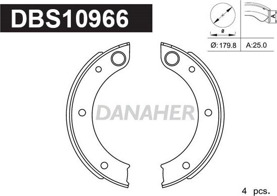 Danaher DBS10966 - Комплект гальм, ручник, парковка autozip.com.ua