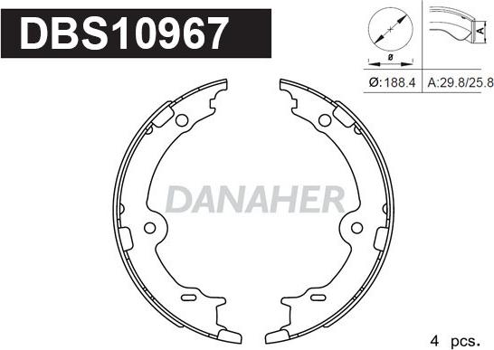 Danaher DBS10967 - Комплект гальм, ручник, парковка autozip.com.ua