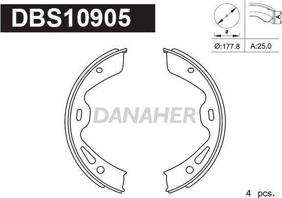 Danaher DBS10905 - Комплект гальм, ручник, парковка autozip.com.ua