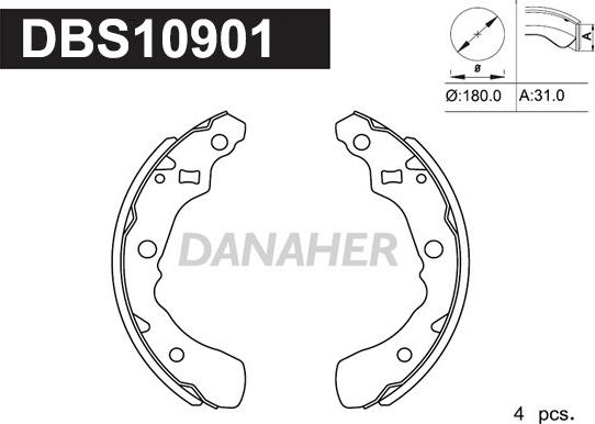 Danaher DBS10901 - Комплект гальм, барабанний механізм autozip.com.ua