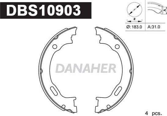 Danaher DBS10903 - Комплект гальм, ручник, парковка autozip.com.ua