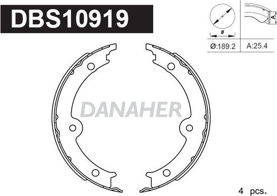 Danaher DBS10919 - Комплект гальм, ручник, парковка autozip.com.ua