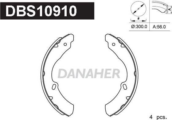 Danaher DBS10910 - Комплект гальм, барабанний механізм autozip.com.ua