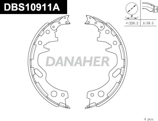 Danaher DBS10911A - Комплект гальм, барабанний механізм autozip.com.ua