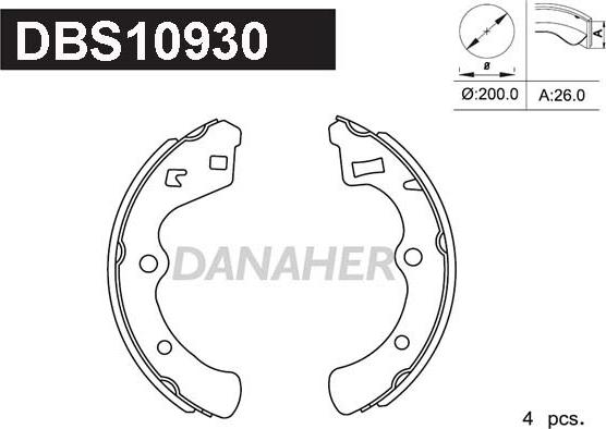 Danaher DBS10930 - Комплект гальм, барабанний механізм autozip.com.ua