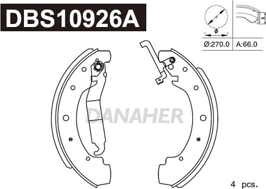 Danaher DBS10926A - Комплект гальм, барабанний механізм autozip.com.ua