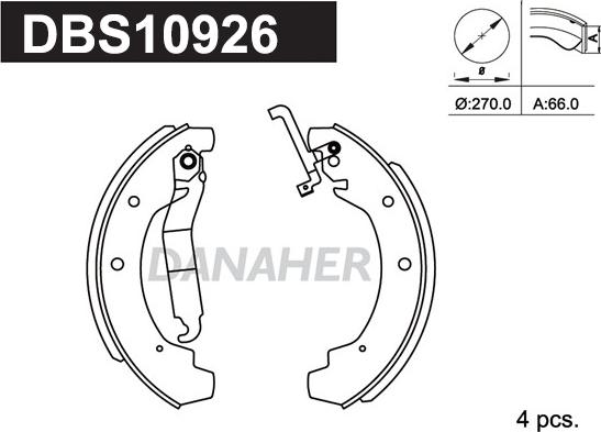 Danaher DBS10926 - Комплект гальм, барабанний механізм autozip.com.ua