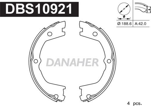 Danaher DBS10921 - Комплект гальм, ручник, парковка autozip.com.ua