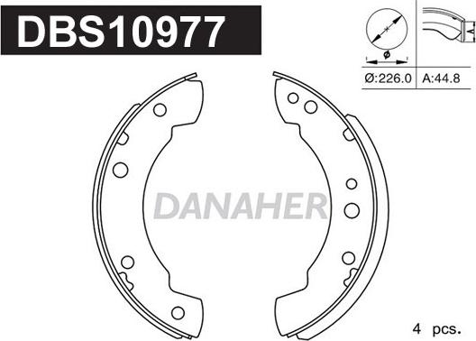 Danaher DBS10977 - Комплект гальм, барабанний механізм autozip.com.ua
