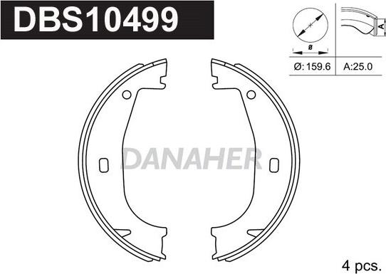 Danaher DBS10499 - Комплект гальм, ручник, парковка autozip.com.ua