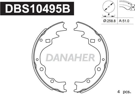 Danaher DBS10495B - Комплект гальм, барабанний механізм autozip.com.ua