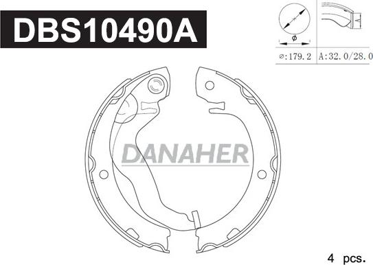 Danaher DBS10490A - Комплект гальм, ручник, парковка autozip.com.ua