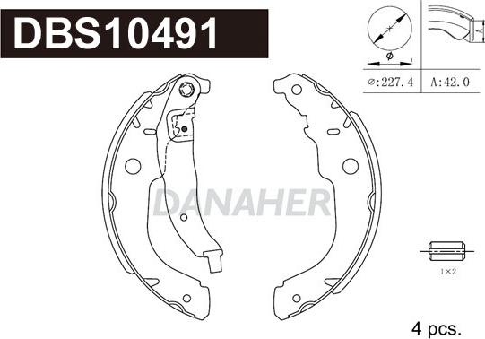 Danaher DBS10491 - Комплект гальм, барабанний механізм autozip.com.ua