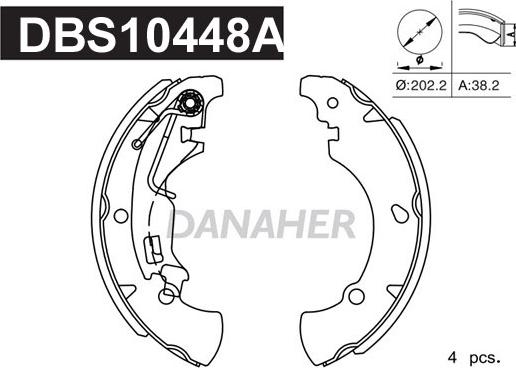Danaher DBS10448A - Комплект гальм, барабанний механізм autozip.com.ua