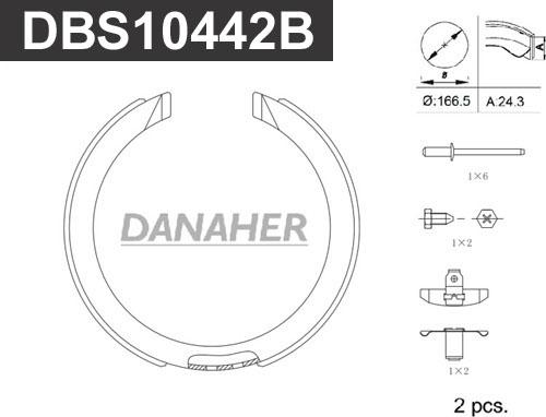 Danaher DBS10442B - Комплект гальм, ручник, парковка autozip.com.ua