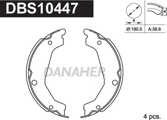 Danaher DBS10447 - Комплект гальм, ручник, парковка autozip.com.ua