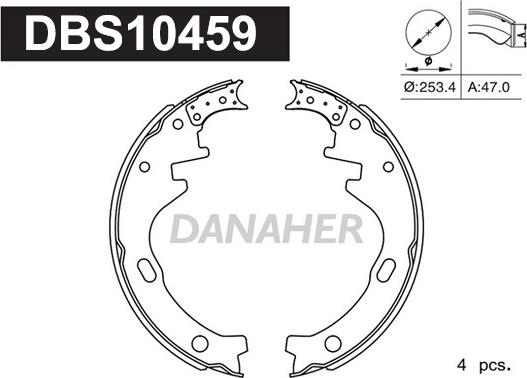 Danaher DBS10459 - Комплект гальм, барабанний механізм autozip.com.ua