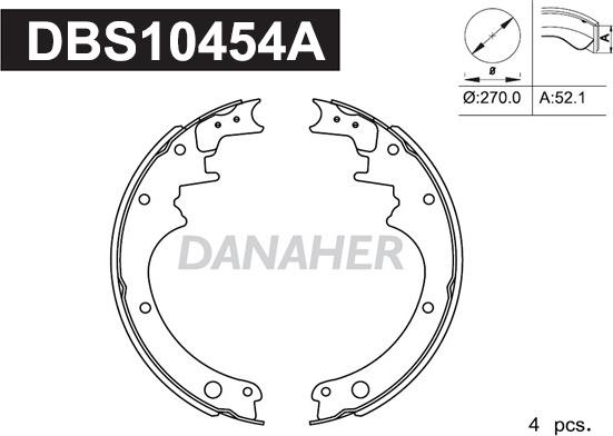Danaher DBS10454A - Комплект гальм, барабанний механізм autozip.com.ua
