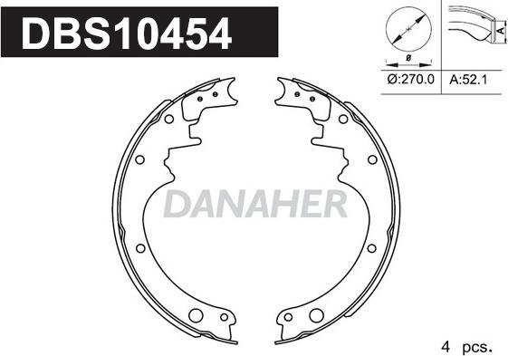 Danaher DBS10454 - Комплект гальм, барабанний механізм autozip.com.ua